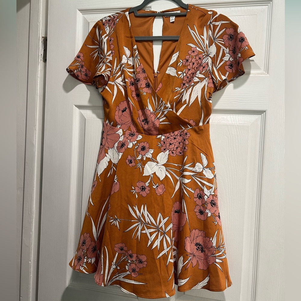 Express Floral Satiny Mini Dress